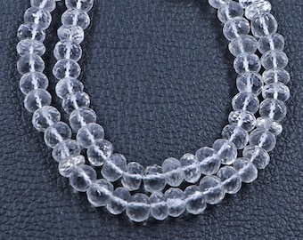 Cuentas de cuarzo cristal facetadas: Rondelle de 8 mm, tira de 13 pulgadas