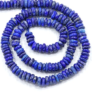 Natural Lapis Lazuli Beads, Smooth Beads, Rondelle Shape Beads, 13 Inch Strand 5 MM Beads, Natural Lapis Lazuli Beads, Best Quality Beads