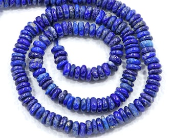 Natural Lapis Lazuli Beads 5mm, Blue Gemstone Smooth Rondelle Beads, 13 Inch Strand