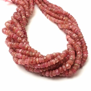 Pink Sapphire Beads | Natural Pink Sapphire Gemstone | Faceted Rondelle Beads | Sapphire 13 Inch Strand | Sapphire Beads | Jewelry Making