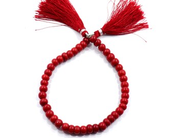 Red Coral Gemstone Beads, Rondelle 6mm, 8 inch Strand