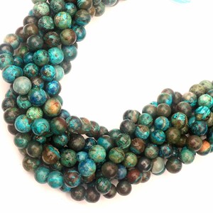 Chrysocolla Gemstone Beads: 8-9mm Smooth Round Strand