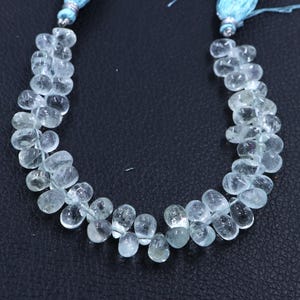 Aquamarine Beads, Natural Aquamarine Beads, Smooth Teardrop Shape Beads, 8 Inch Strand 7X6-10X6 MM Beads, Gemstone Beads, Jewelry Making