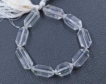 Faceted Clear Quartz Gemstone Beads, Fancy Shape, 8 Inch Strand