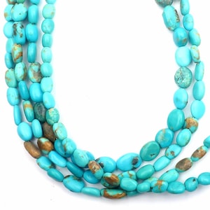 Turquoise Beads, Natural Turquoise Gemstone, Smooth Nugget Shape Beads, 8 Inch Strand, Gemstone Beads, Jewelry Making, Beautiful Turquoise