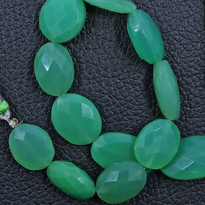 Chrysoprase Gemstone Beads | Natural Chrysoprase Beads | Faceted Oval Shape Beads | 8 Inch Strand 11X15-13X22 MM Beads | Handmade Jewelry