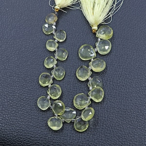 10 Pieces Lemon Quartz gemstone beads Size 10-13 MM Heart shape beads drilled Lemon Quartz beads Faceted Lemon Quartz beads Lemon Quartz