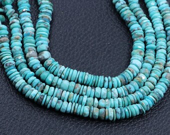 Cuentas redondas facetadas de turquesa azul de 5-6 mm, tira de 13 pulgadas, suministros para joyería DIY.