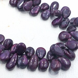 Cuentas de rubí natural / Cuentas de piedras preciosas de rubí / Hilo de 12 pulgadas de cuentas de 9 x 13-10 x 18 mm / Cuentas lisas / Cuentas en forma de pera / Diseño de cuentas de joyería