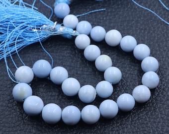 Blue Opal Beads: 7-8mm Smooth Round Gemstone Strand