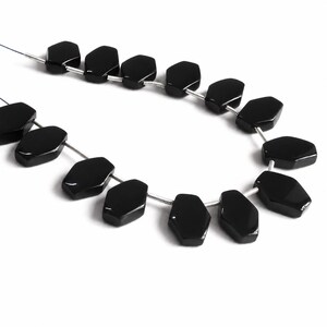 Natural Black Onyx Beads, 10x14MM Smooth Fancy Shape Gemstone, 10 Pieces for Jewelry Making