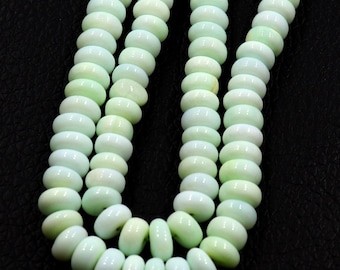 Green Opal Beads: 13 Inch Strand 6-7 MM Smooth Rondelle Shape Gemstone