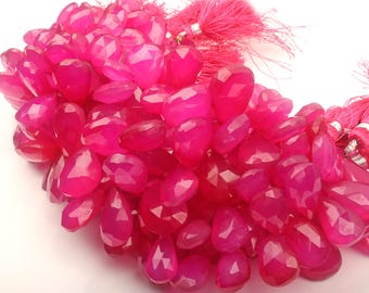 Cuentas de calcedonia rosa fucsia natural para collares y pendientes.