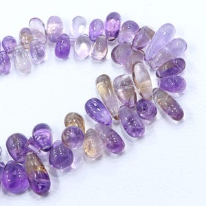 Natura Ametrine Beads, Smooth Ametrine Beads, Teardrop Beads, 7X12-8X26 MM Beads, Ametrine Beads, Handmade Beads, Best Quality 40-pieces