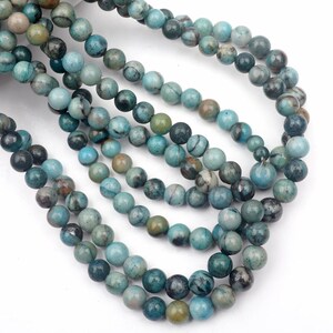 Natural Chrysocolla Beads: Smooth Round Gemstone 16 Inch Strand 5-6 MM Beads