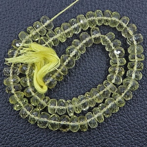 Lemon Quartz Beads | Natural Lemon Quartz Gemstone | 13 Inch Strand 8 MM Beads | Faceted Rondelle Beads | Natural Quartz | Jewelry Beads
