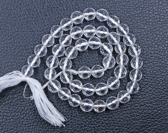 Clear Crystal Quartz Jewelry Beads, 8MM Faceted Round Gemstone Supply