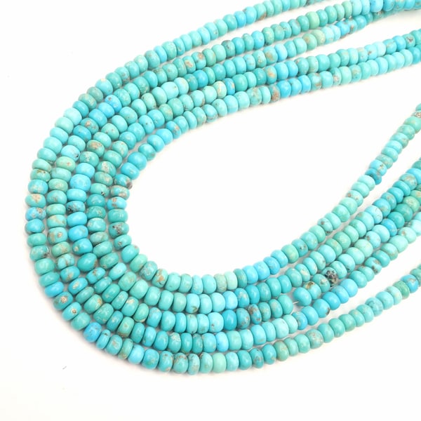 Natural Turquoise Rondelle Beads: 5MM Gemstone Strand
