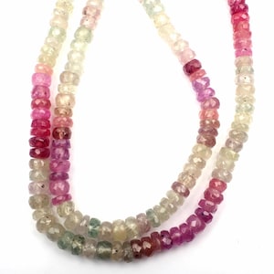 Pink Sapphire Beads, Natural Pink Sapphire Gemstone Beads, 13 Inch Strand 5 MM Beads, Sapphire Beads, Faceted Rondelle Beads, Jewelry Making