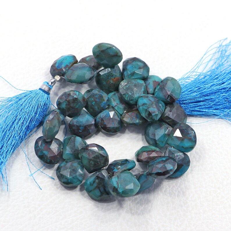 Length 8 Size-14 MM Approx Wholesale Beads Pieces 12 Pcs Chrysocolla Heart Faceted Beads Chrysocolla Hearts Chrysocolla Heart Beads