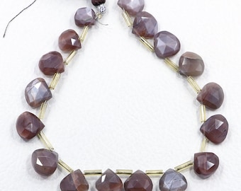 Naturalne koraliki z czekoladowego kamienia księżycowego: sznur 8 cali, szlif 9-12 mm, fasetowany kamień szlachetny w kształcie serca