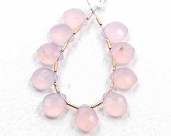 pink chalcedony beads | fancy shape beads | drilled beads | pink chalcedony jewelry | faceted beads | drilled chalcedony beads 10 pieces