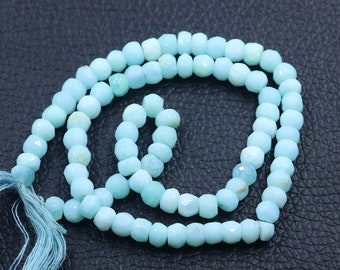 Blue Opal Beads, 5mm Faceted Round Gemstone Strand, 14 Inch