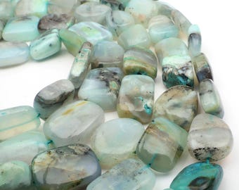 Natural Peruvian Opal Beads, Smooth Nugget Gemstone, 13 Inch Strand.
