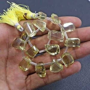 15 Pieces Lemon Quartz gemstone beads, Tumble shape, Size 8X13-11X17 MM, beads drilled beads Lemon Quartz strand, Faceted Lemon Quartz beads
