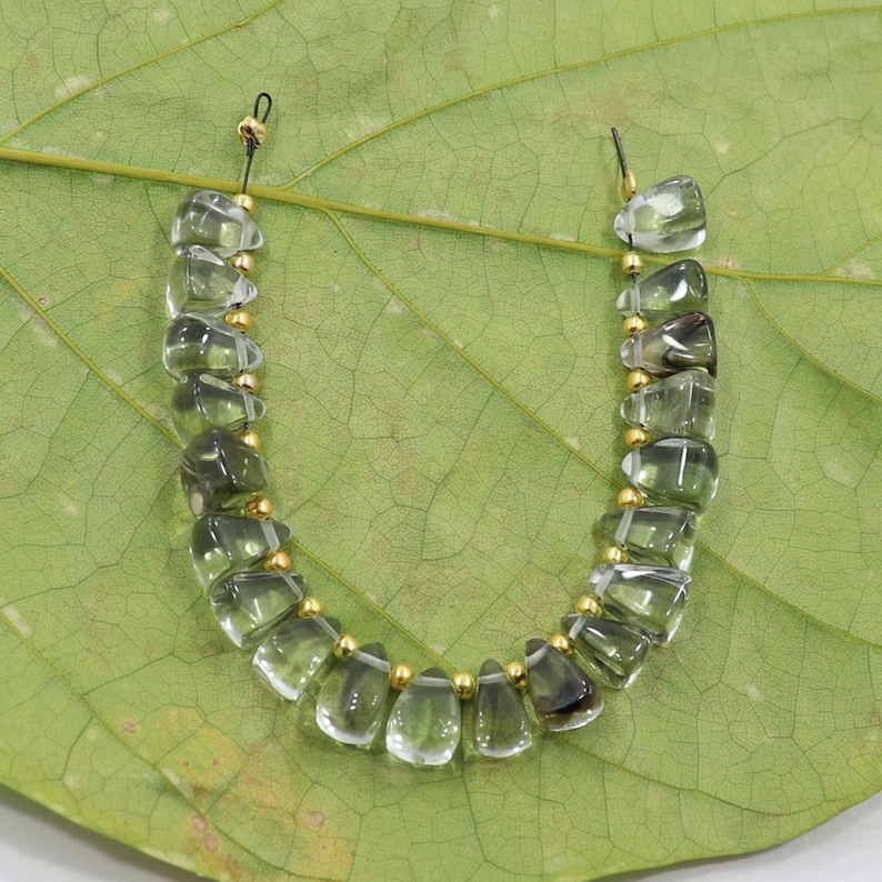 20 Pieces Natural green amethyst gemstone beads fancy shape beads faceted beads drilled amethyst stone beads size 6X8 MM