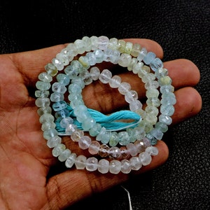 Multi Aquamarine Beads | Natural Multi Aquamarine gemstone Beads | Faceted Rondelle Shape Beads | 13 Inch Strand 6 MM Beads | Drilled Beads