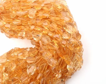 Natural Citrine Beads, 16 Inch Strand, Faceted Nugget Gemstone Beads .