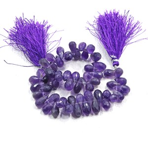 55 peças de contas de ametista roxa natural tamanho 5 x 10-6 x 13 mm contas em forma de lágrima perfuradas contas de ametista facetadas naturais para joias