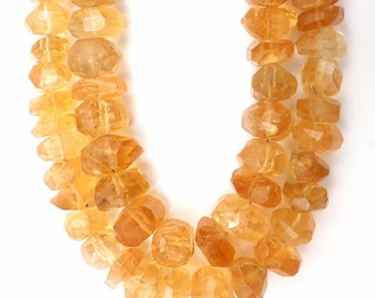 Natural Citrine Beads: 8 Inch Strand 8-12 MM Beads Faceted Nugget Gemstone