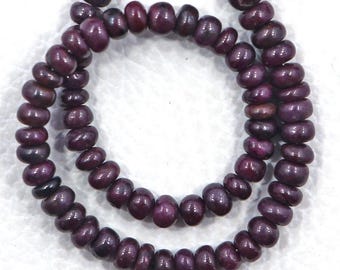 Perle di rubino rosso naturale, rondelle lisce da 4-5 mm, filo da 20 cm per la creazione di gioielli.