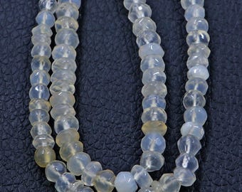 Natural Chalcedony Beads: 13 Inch Strand 5-6 MM Faceted Rondelle Gemstone