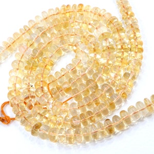 Citrine Beads | Natural Citrine Gemstone Beads | 13 Inch Strand | Smooth Beads | Citrine Rondelle Beads | Jewelry Making | Handmade Jewelry