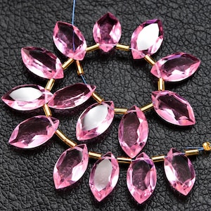 Rose Quartz Briolette Beads: Faceted Marquise, 10x18mm, 10 Pieces  Strand