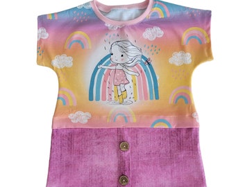 T-Shirt/ Tunic "Rainbow Girl" Gr. 128