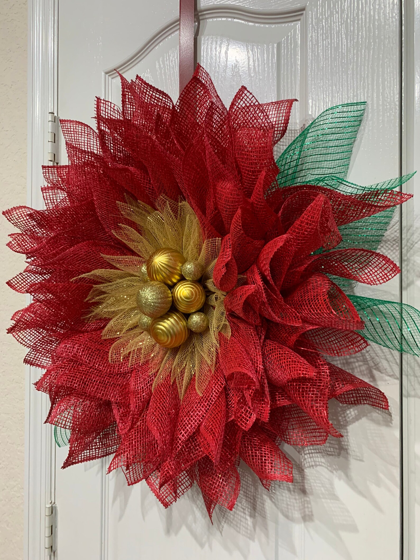 Christmas Clearance Poinsettia Wreath Self Gift Housewarming Etsy