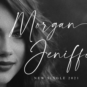 Peut inclure: Portrait en noir et blanc d'une femme avec le texte "Morgan Jeniffer NEW SINGLE 2021" &eacute;crit en cursive.