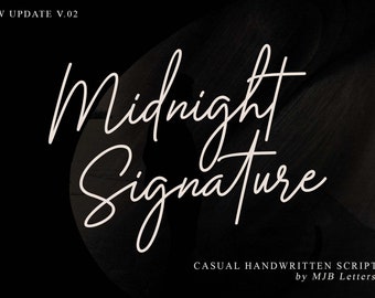 Midnight Signature | Handwritten Font, Cricut Font, Logo Font, Gift Font, Branding Font, Invitation Font, Fashion Font, monoline font