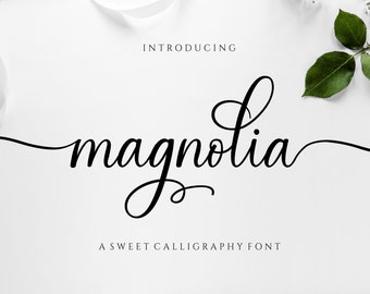 Magnolia Script, Digital font, Font download, Calligraphy font,Swirly Font, Feminine font, Cricut,Script Font, Wedding font, Modern font