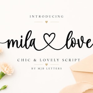Mila Love – Romantic font, Heart font, font with tails, font for Cricut, Valentine font, Wedding font