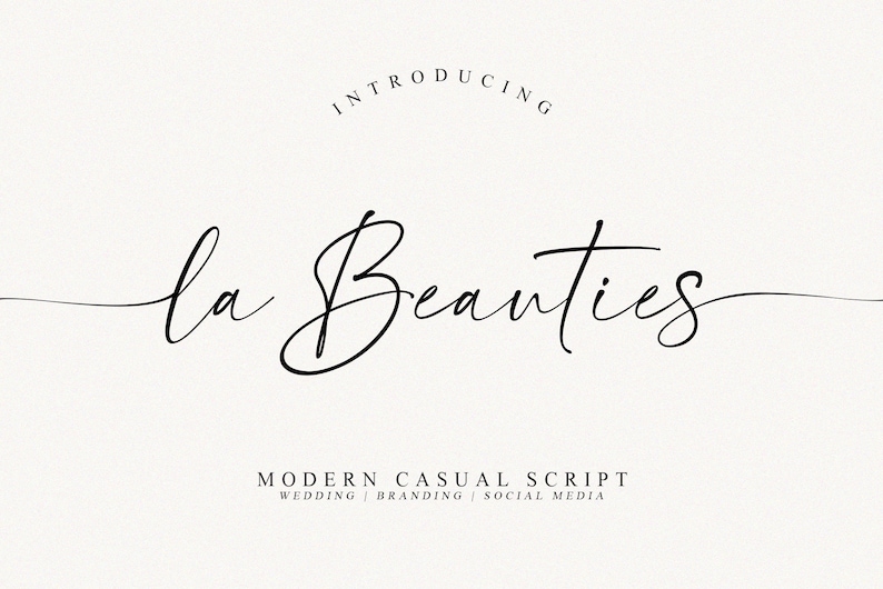 Peut inclure: Pr&eacute;sentation de La Beauties, une police d'&eacute;criture cursive moderne et d&eacute;contract&eacute;e pour les mariages, l'identit&eacute; de marque et les m&eacute;dias sociaux.