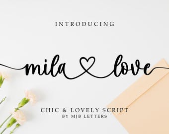 Mila Love – Romantic font, Heart font, font with tails, font for Cricut, Valentine font, Wedding font