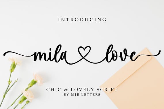 Mila Love – Romantic font, Heart font, font with tails, font for Cricut, Valentine font, Wedding font