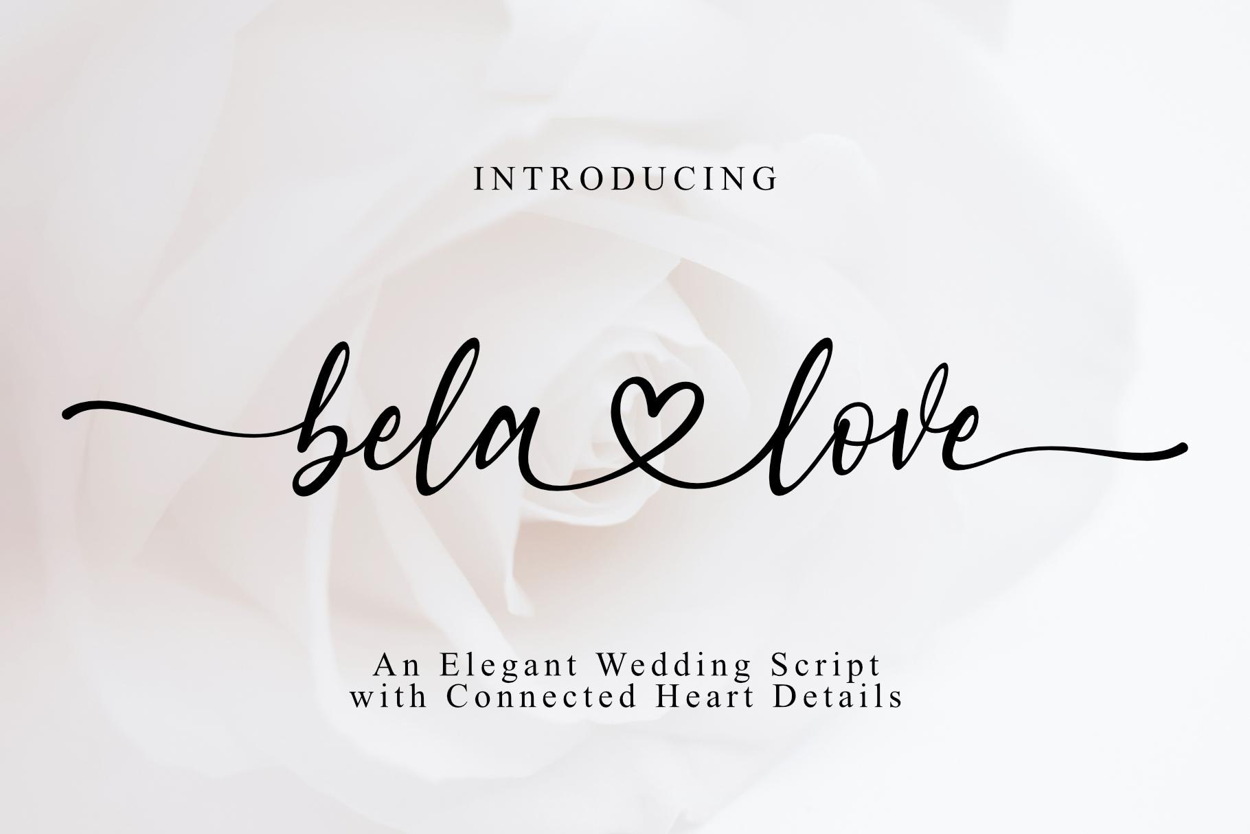 Bela Script Bela Love – Romantic Script Font With Heart Swashes, Wedding ...