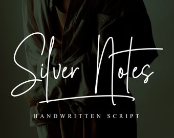 Silver Notes - Casual font, Signature font, Logo font, Branding font, Canva font, Cricut font, Cursive font, Monoline Font