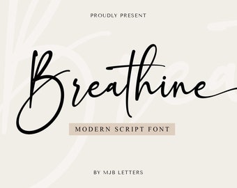 Breathine – Wedding Font, Handwritten Calligraphy Script, Romantic Invitation Font, Elegant Logo Font